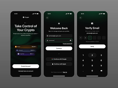 Crypin - Crypto Wallet App animation business clean crypto crypto app crypto wallet design finance financial graphic design investment mobile modern motion graphics technology ui uidesign ux uxdesign wallet