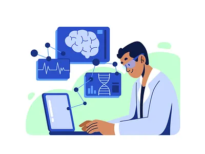 scientific dribbble flat flat design health healthy illustration illustrator new science search vector