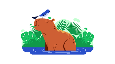 Capybara animal doodle dribbble flat flat design illustration illustrator vector website