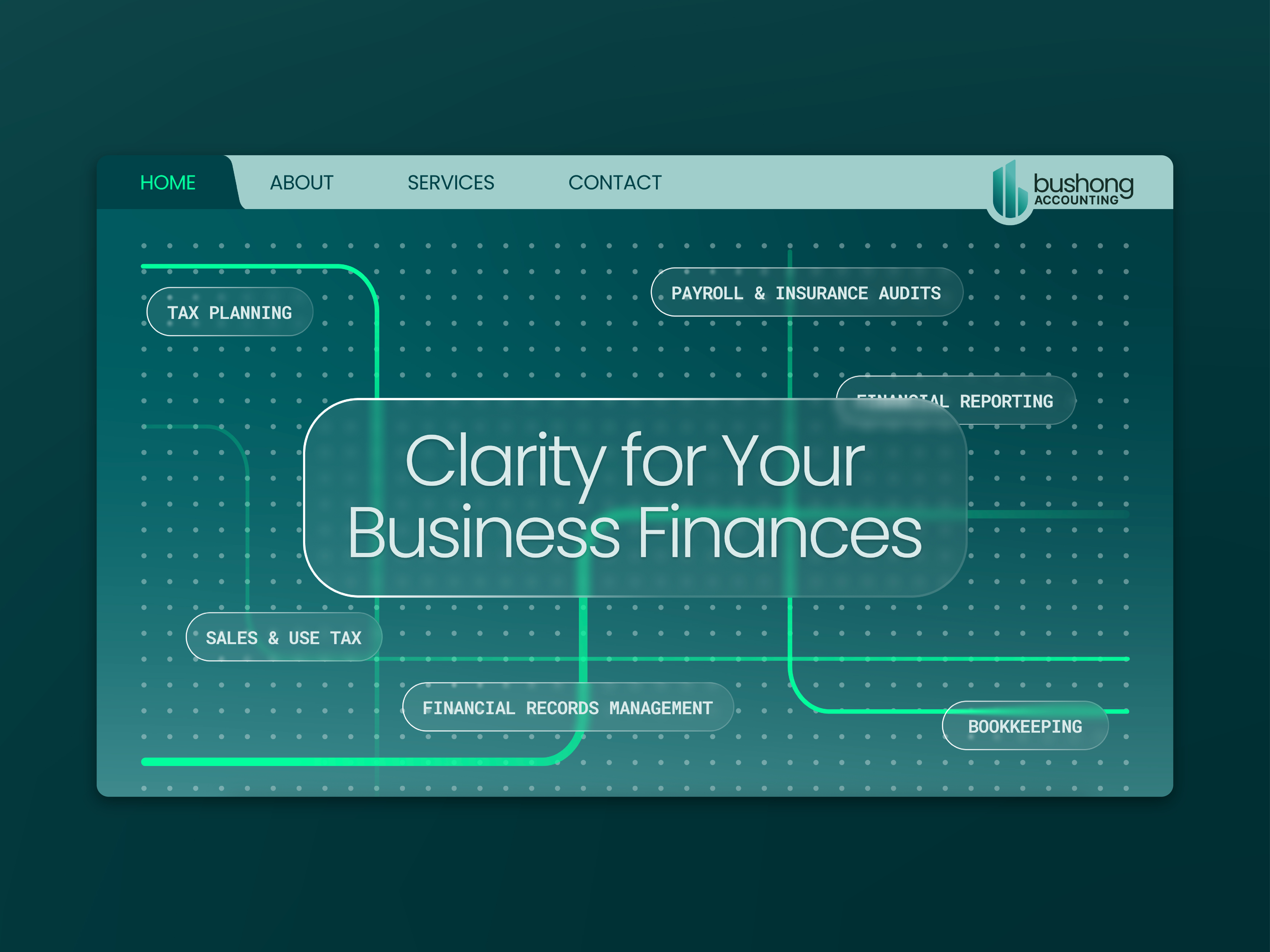Example of Bushong Accounting Website Hero Section