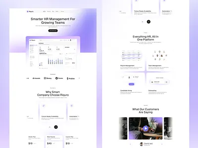 Riquro - HR management saas Website creative website dashboard design gradient website landing page management management website modern website saas saas website task tracker ui ux web design website