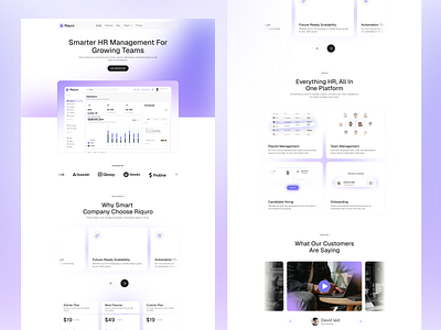 Riquro - HR management saas Website creative website dashboard design gradient website landing page management management website modern website saas saas website task tracker ui ux web design website