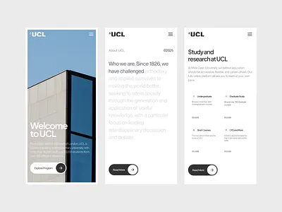 🎓 UCL University – Responsive Mobile Design app branding design education landing page minimal mobile responsive study ucl ui ui design uiux university web design website
