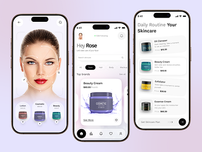 AI Skincare Mobile App Design ai mobile app design ai skin scan app design beauty ai beauty app beauty products cosmetology cosmetology product app ecommerce app face makeup app mobile app organic skincare personal treatment shopping app skin analysis skin care skin care app skin health skincare app design