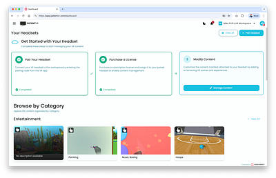 PatientVR – Dashboard Admin User cms platform ui virtual reality vr cms vr design