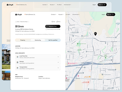 CityAI Property Listing app design product design uiux web app web design