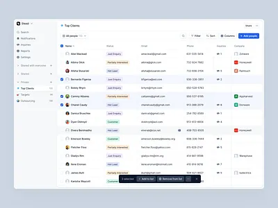 CRM List View crm crm list crm list view crm table design list view lits ui table ui ui design uiux