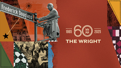 Wright 60th Anniversary art direction campaign identity collage hand drawn illustration museum nonprofit texture