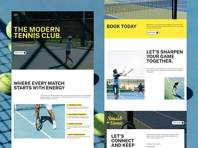 Tennis Club Website - Smash Tennis editorial figma framer minimalist sport sport website tennis ui web design webflow wordpress