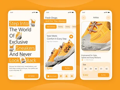 E-Commerce Sneakers App UI Design adidas e commerce e shop footwear ios jogerrs lifestyle mobile app online shop product app shoe store shoes app shopping app sneakers