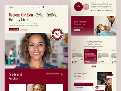 BrightDent - Dental Care Landing Page Design clinic creative website dentist dentist landing page dentistry healthcare hospital landing page medical website modern website oral health website design
