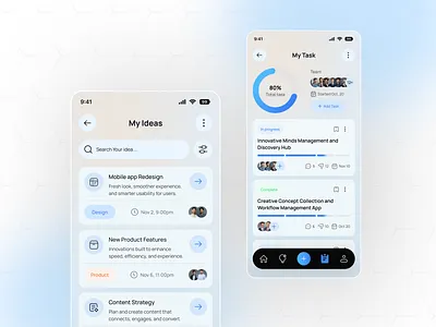 Idea Management Mobile app UI/UX ai app ai idea generate ai powerd app android app design appcasestudy artificial intelligence chatbot data science deep learning idea management app ios machine learning mobileappdesign modernui neural network smart idea management tracker app ui ux user interface