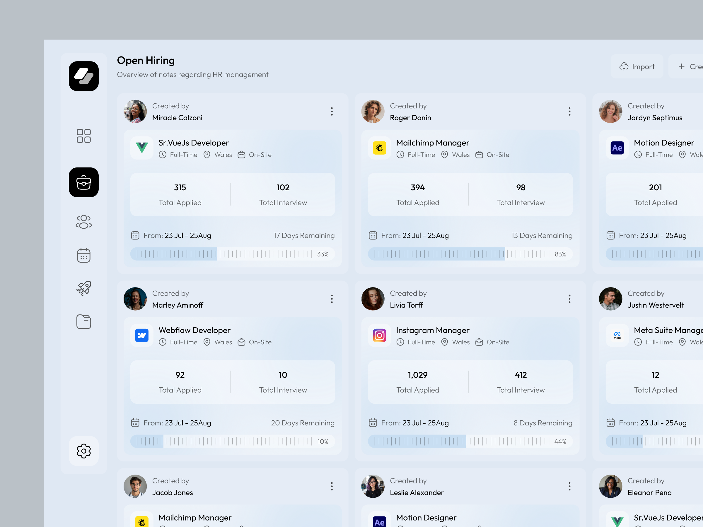 HR & Hiring Platform Dashboard Design b2b candidate management data visualization employee management figma design hir hiring hiring workflow hr dashboard hr platform hr system hr tech neumorphism product design productivity dashboard saas soft ui