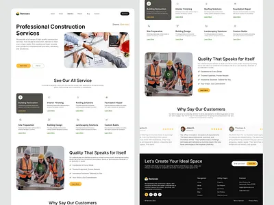Construction Service & Service Details Page interface product service startup ui ux web