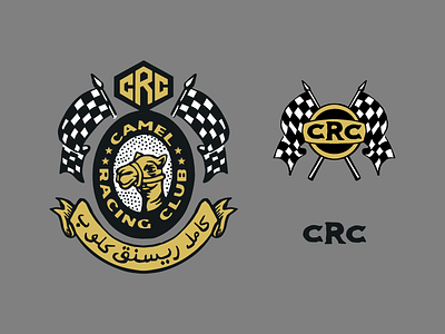One8 | Camel Racing Club: T-shirt badge design branding camel camel vintage crest design graphic design illustration lineart merch design merch illustration merchandise monoline racing design racing logo uae vintage design