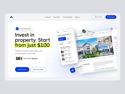 Website for Property Investment Platform animation home page investment landing page outcrowd ui ux uxui web design web development webflow website