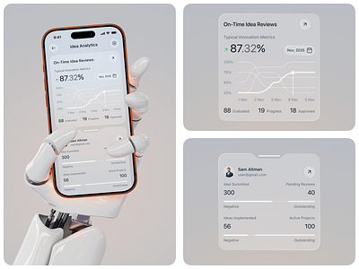 Idea Management Mobile App ai ai app ai idea generate analytics android app app design artificial intelligence chatbot dashboard idea analytics screen idea management app ios mobile mobile ui design saas smart idea management ui ui ux ux