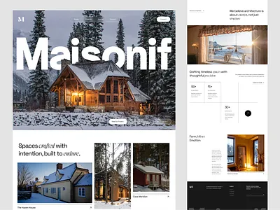 Maisonif — Architecture Studio Website Concept airbnb architecture branding cottage design fluxa holiday home house snow staycation travel ui ux website winter
