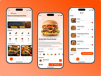 Food delivery mobile ui design app design clean design delivery app ui delivery tracking food app design food delivery app food ordering app food ui minimal food ui minimal ui mobile mobile app mobile ui product design restaurant app ui ux