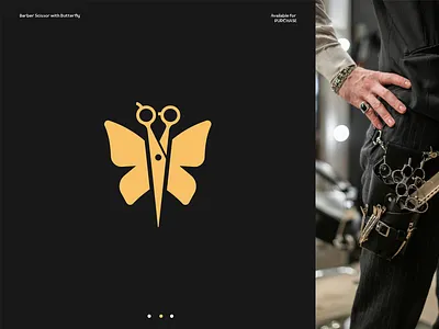Butterfly + Scissor Barber logo barber logo barberman butterfly logo elegant logo gold logo grooming logo hair care logo lifestyle logo razor logo salon logo scissor logo