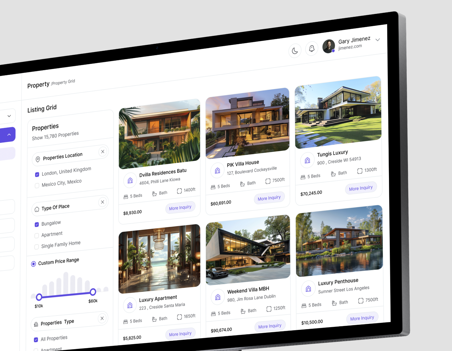 Example of Real Estate Dashboard Design