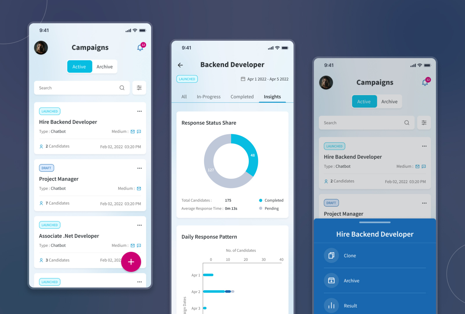 Mobile Based Recruitment Solution analytics candidate design inspiration recruitment ui ui ux user interface design
