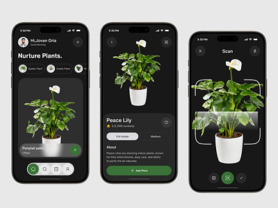 Plant Care App UI – Scan, Identify & Nurture Your Plants app design ecofriendly app green app mobile mobile app nature app plant app plant care plant lover scanner app ui design