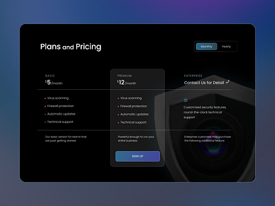 Security Software - Pricing Table clean daily 100 challenge daily ui dark darkmode darktheme pricing product design security shield software table ui ux web design