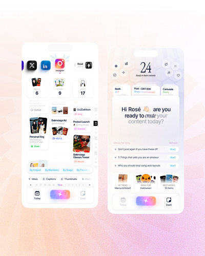 UI Design for an AI-Powered content planning and creating App 📆 ai ai powered app calendar clean content creating design gen ai instagram interface light theme mani mani jalilzadeh minimal planner planning app product product design ui ux