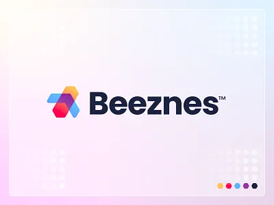 Beeznes - Logo Design bees beeznes bizz branding business corporate logo design cube dutch design gradient logo hexagon hive jeroen van eerden logo modern branding modern logo design tech up visual identity web3