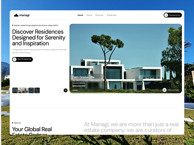 Managi – Modern Real Estate Website Design Concept clean graphic design landing page managi minimalist motion graphics property property management real estate ui ui design ux web design website website design