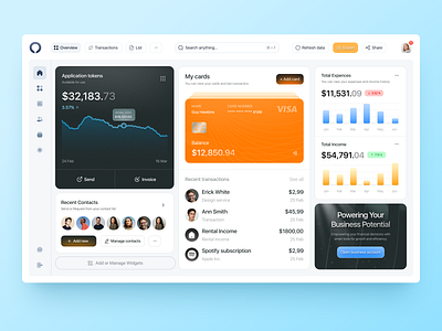 Dashboard for Financial Management & Digital Banking design interface product service startup ui ux web website