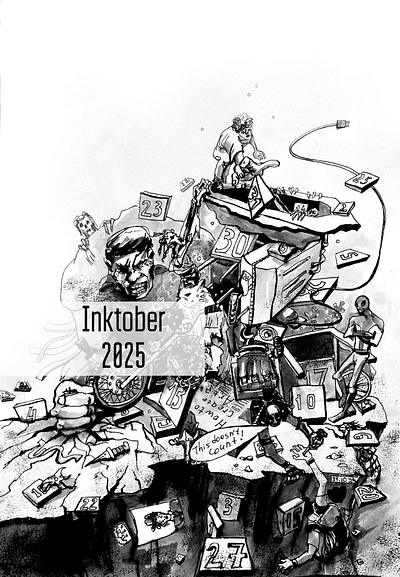 Inktober 2025 comic deadpool hulk illustration ink ink illustration inktober marvel spider man zombie