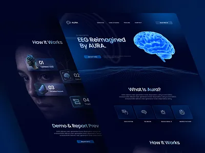 UIUX design for Ai website - Aura EEG ai concept ai platform ai website landing page sina amiri ui ui design uiux ux design web design website design website ui