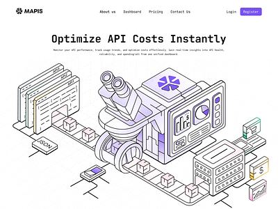 Isometric Illustration api branding clean dashboard design figma finops fintech graphic design header illustration illustrator isometric landing line logo ui uiux vector website