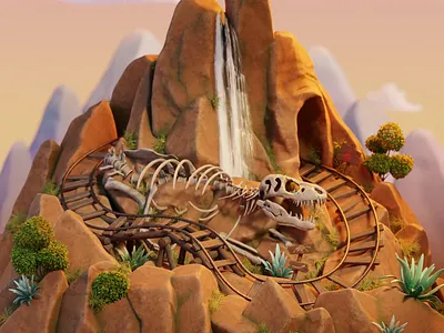 Sunset rush 3d 3d art animation blender cartoon cg character digitalart diorama garment illustration marvelousdesigner miniature modeling mountain rollercoaster substancepainter sunset texture themepark