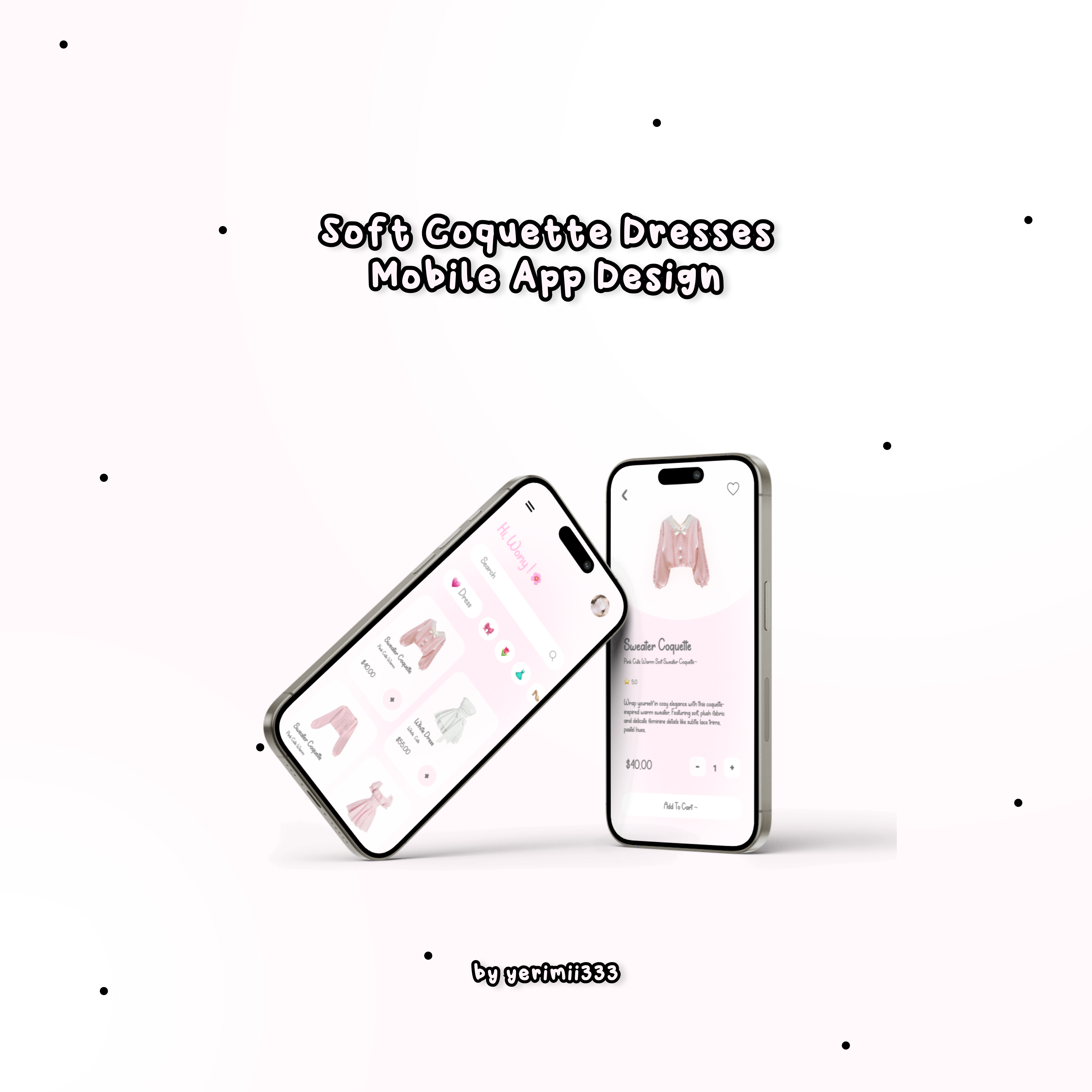 Soft Coquette Fashion App — Minimal Pastel UI Design app appdesign appui branding dressapp graphic design pinkapp softapp ui ux