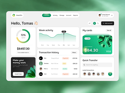Fintech | Finance | Financial Dashboard | Dashboard Design | UI animation dashboard design finance finance app financial analytics financial control financial dashboard financial reports financial services financial technology financial tools fintech money app money management personal finance product design responsive design ui ux web design web interface design