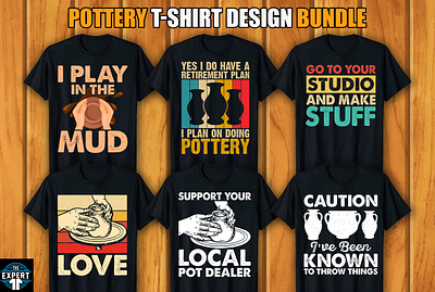 Pottery T-shirt Design Bundle badge design merchandise retro vintage tshirtdesign tshirts