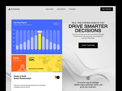 Connectly – Sales & Marketing website | Header Exploration b2b marketing dashboarddesign data driven design figmadesig header header design hero section lead generation marketing marketingdashboard minimalui saas design sales sales agent seative top design agency ui uiux website