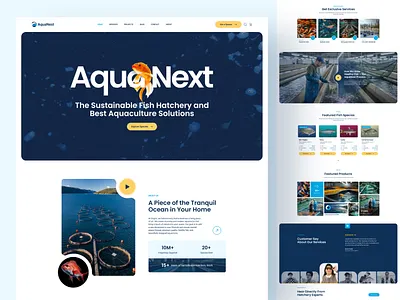 AquaNest – Modern Fish Hatchery & Aquaculture Website Design aquaculture aquafarm aquanest clean design design fish hatchery marine life minimal ui modern design modern website responsive design sustainable farming ui ui design uiux ux design web design website ui