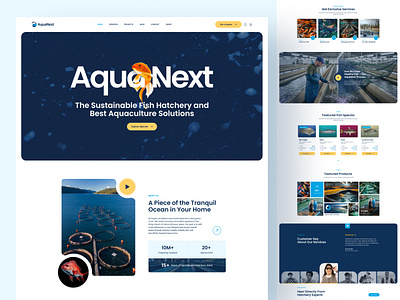 AquaNest – Modern Fish Hatchery & Aquaculture Website Design aquaculture aquafarm aquanest clean design design fish hatchery marine life minimal ui modern design modern website responsive design sustainable farming ui ui design uiux ux design web design website ui