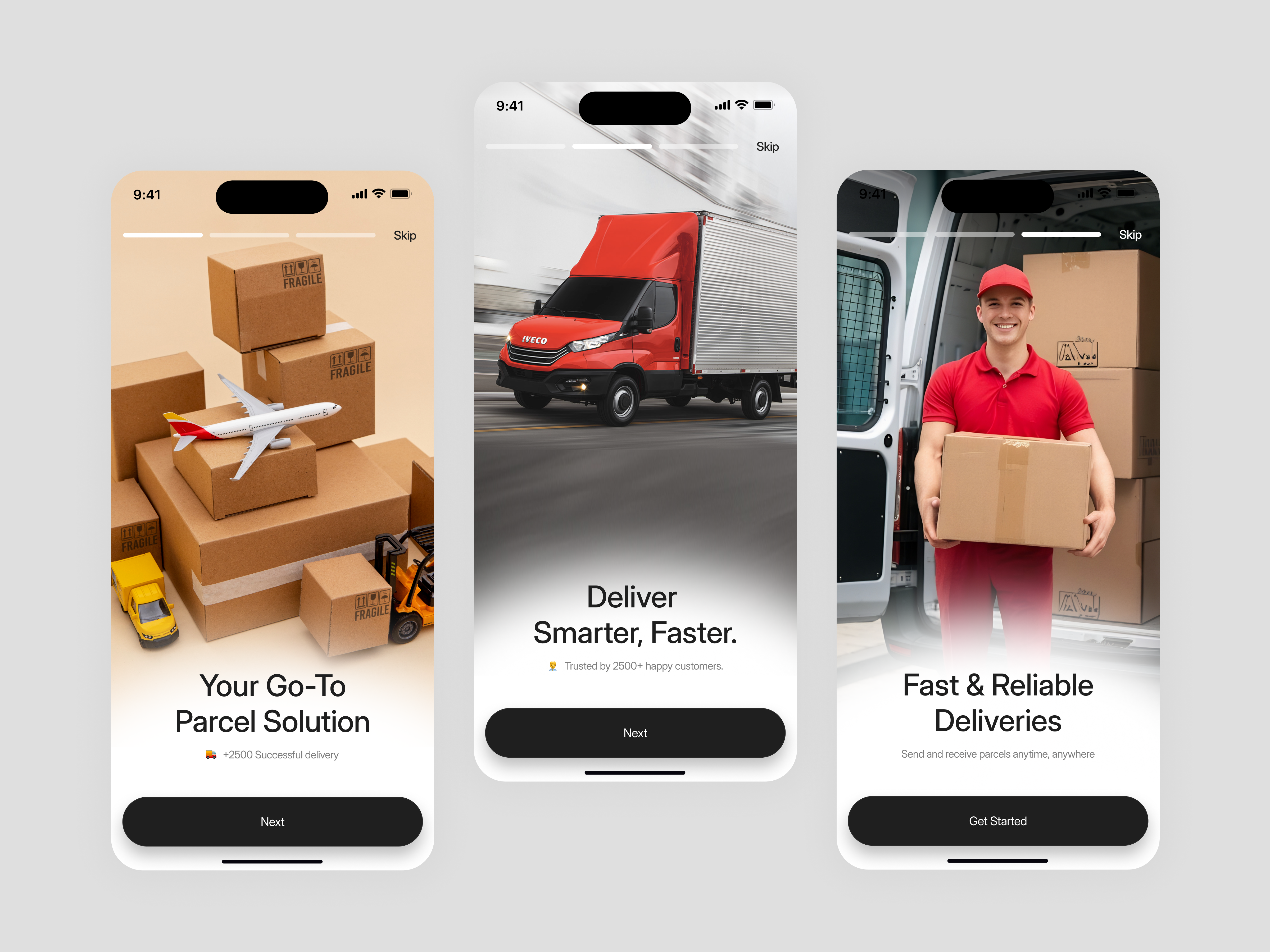 Couriq - Courier Service App Onboarding Screen app app design courier courier service delivery delivery app delivery service logistic mobile mobile app mobile app design mobile app ui mobile design onboarding screen package delivery parcel delivery apps product design service transport ux ui