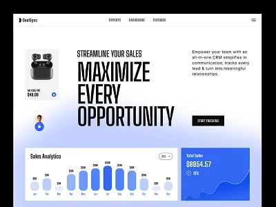 DealSync - Sales Marketing Platform ai b2b marketing data driven header hero section lead generation marketiing marketing marketing website minimal sales sales website smart sales startup ui uiux ux website design