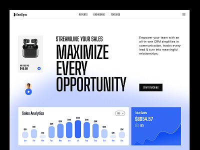 DealSync - Sales Marketing Platform ai b2b marketing data driven header hero section lead generation marketiing marketing marketing website minimal sales sales website smart sales startup ui uiux ux website design