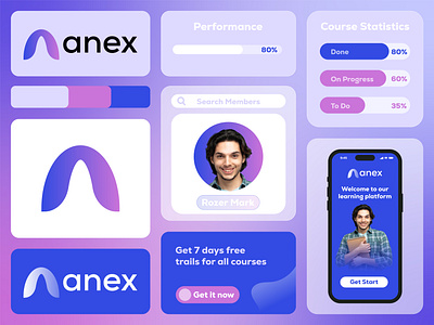 Anex Online and Offline Learning Platform agency anex app brand identity branding business custom logo digital learning e learning edtech education app education brand learning learning platform logobranda offline offline education online online education startup