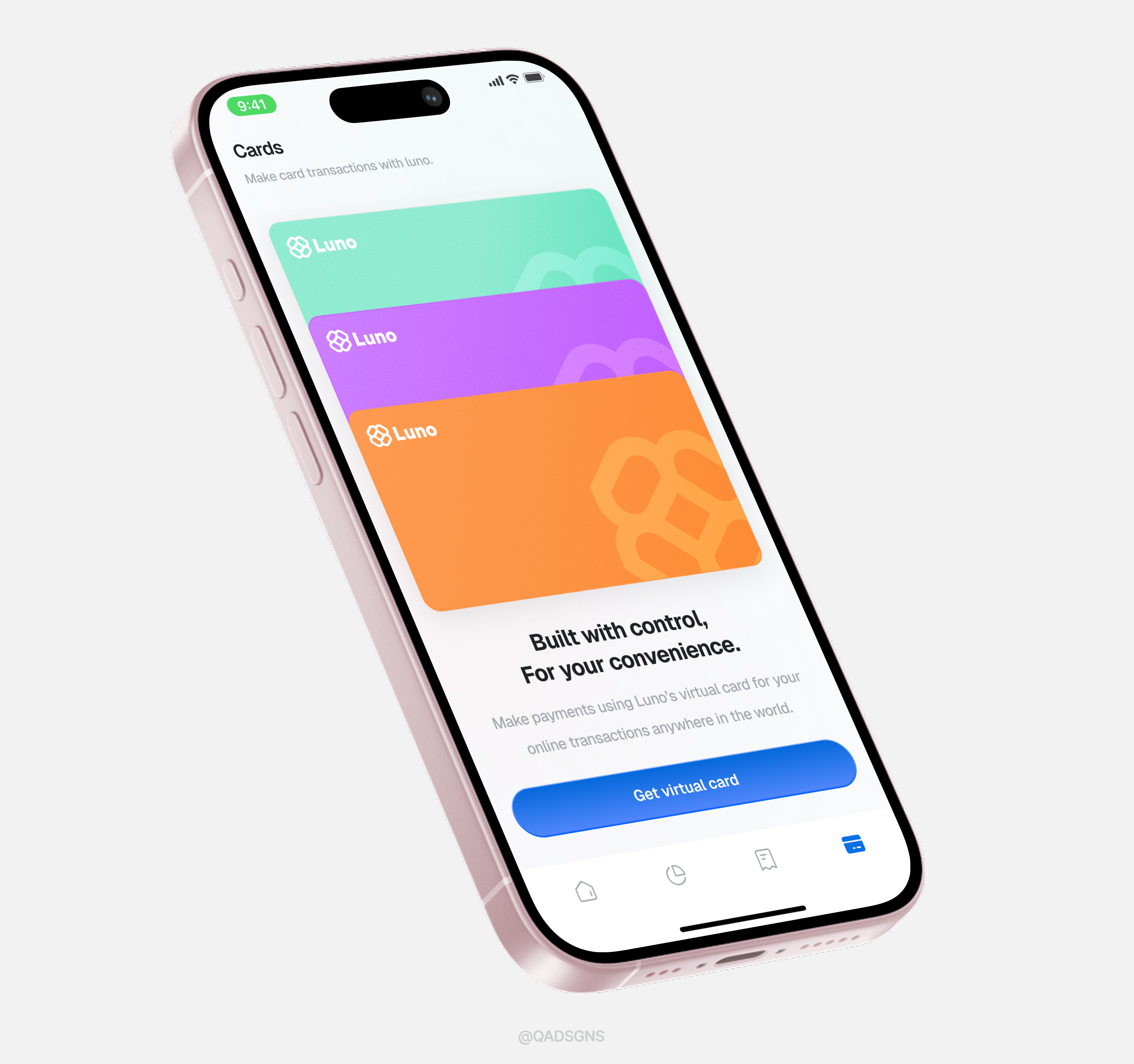 Luno finance - Virtual card UI application card finance fintech graphic design illustration mobile app onboarding ui ui design ux design virtual card visual design
