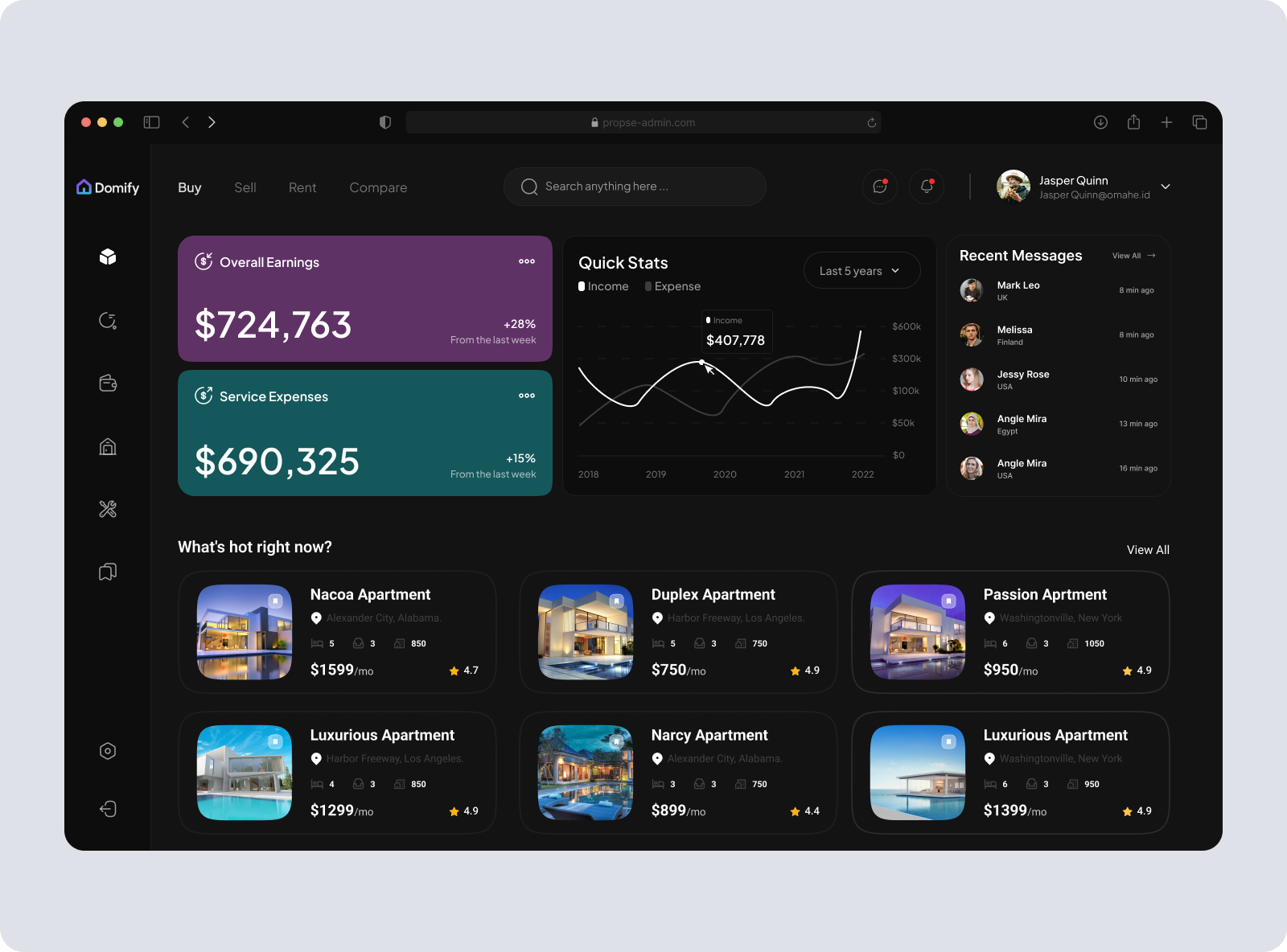 🏠 Domify – Real Estate Dashboard UI admin panel dashboard dashboard design dashboard ui homepage modern top ui ui cncept ui design