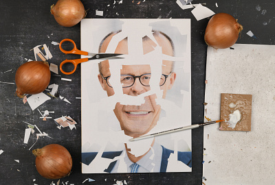 Friedrich Merz, studio collage friedrich merz merz portrait scissors studio