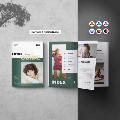 Professional Service & Pricing Guide Layout 3d a4 animation brand branding brochure design graphic design guide illustration interior layout logo magazine minimal motion graphics portfolio print professional resume services